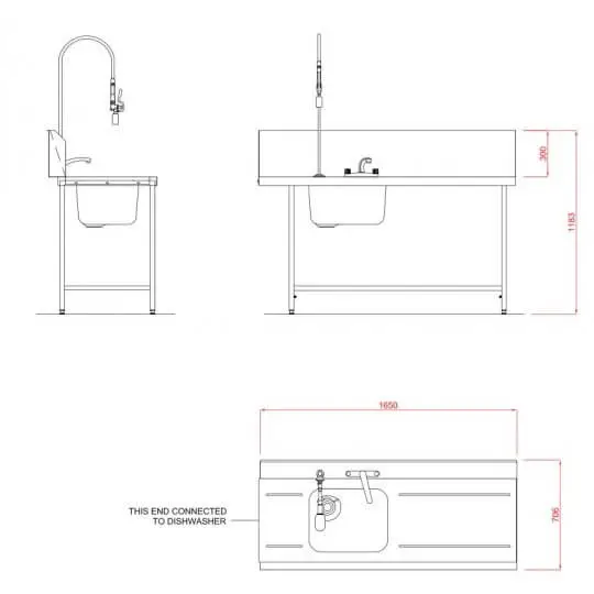 Hobart SD1650R/L Inlet Triple Rack Table & Sink