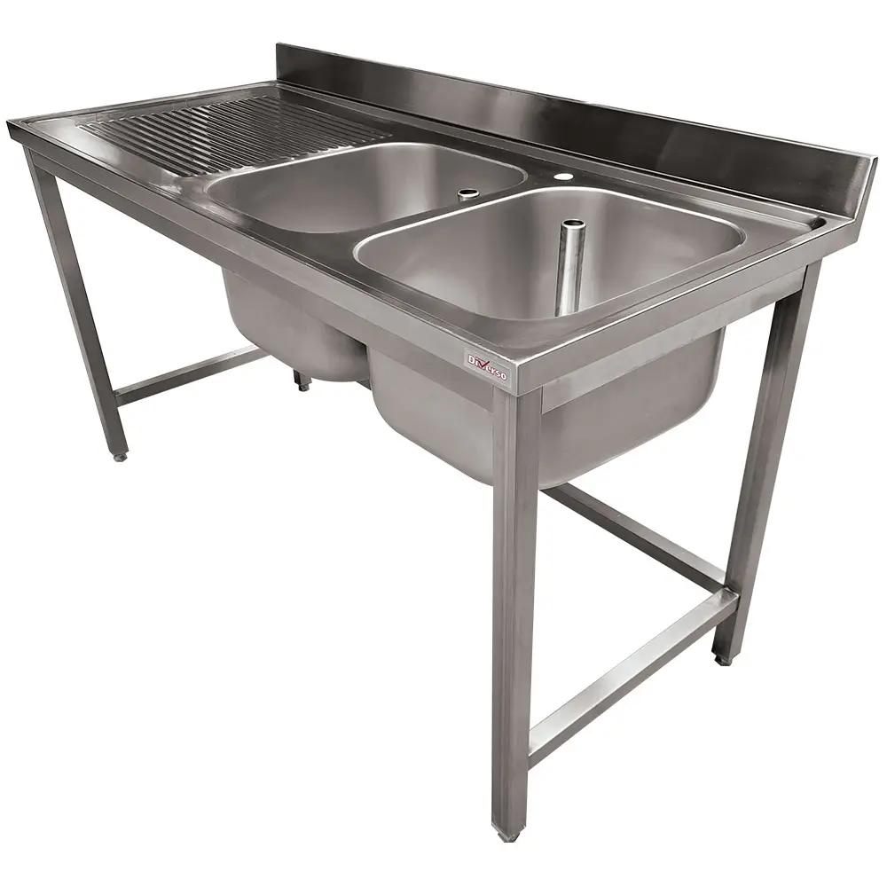 Diverso WR-C2E1-6G Stainless steel sink ECO 2 tanks and left drain surface, without lower shelf