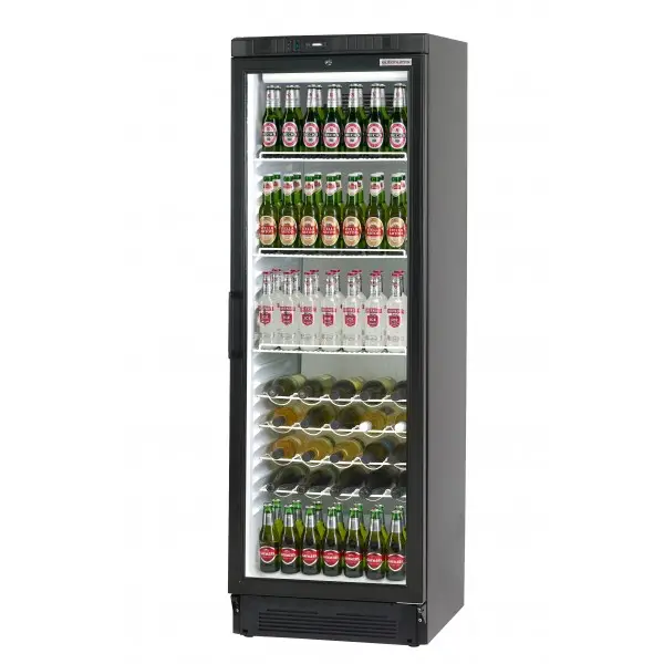 Autonumis RZC00001 Hi-Line Black Hinged Glass Single Door Bottle Cooler, 220 x 330ml Bottles / 301 x 330ml Cans