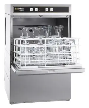 Hobart Ecomax G404SW-12B 390mm Basket Frontloading Commercial Glasswasher with Integral Water Softener & Drain Pump, 16 Pint Capacity