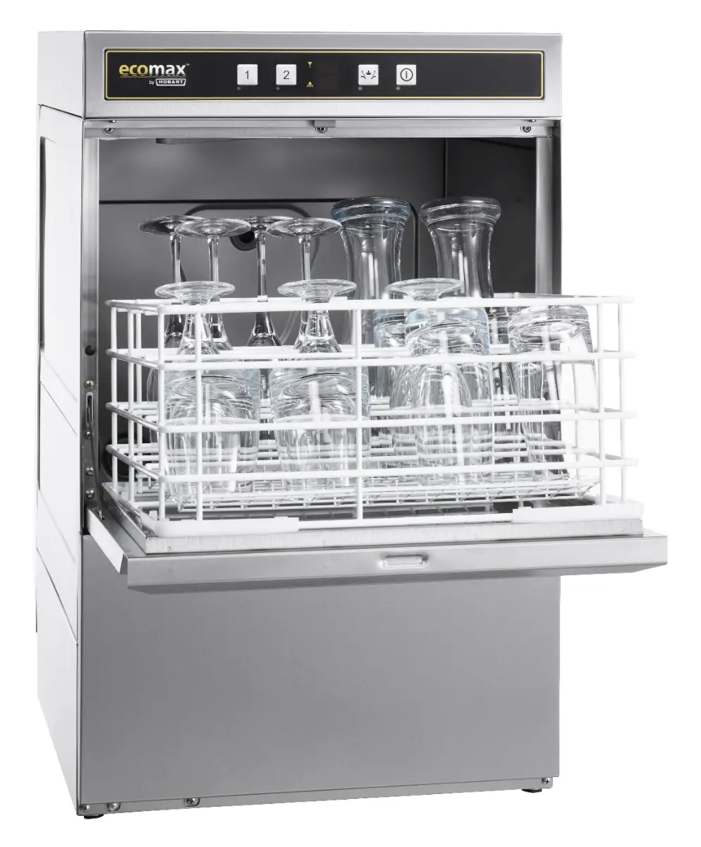 Hobart Ecomax G404SW-12B 390mm Basket Frontloading Commercial Glasswasher with Integral Water Softener & Drain Pump, 16 Pint Capacity