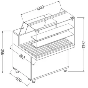 Diamond VPA10X Bread Snack High Glass Display Counter, 1000mm