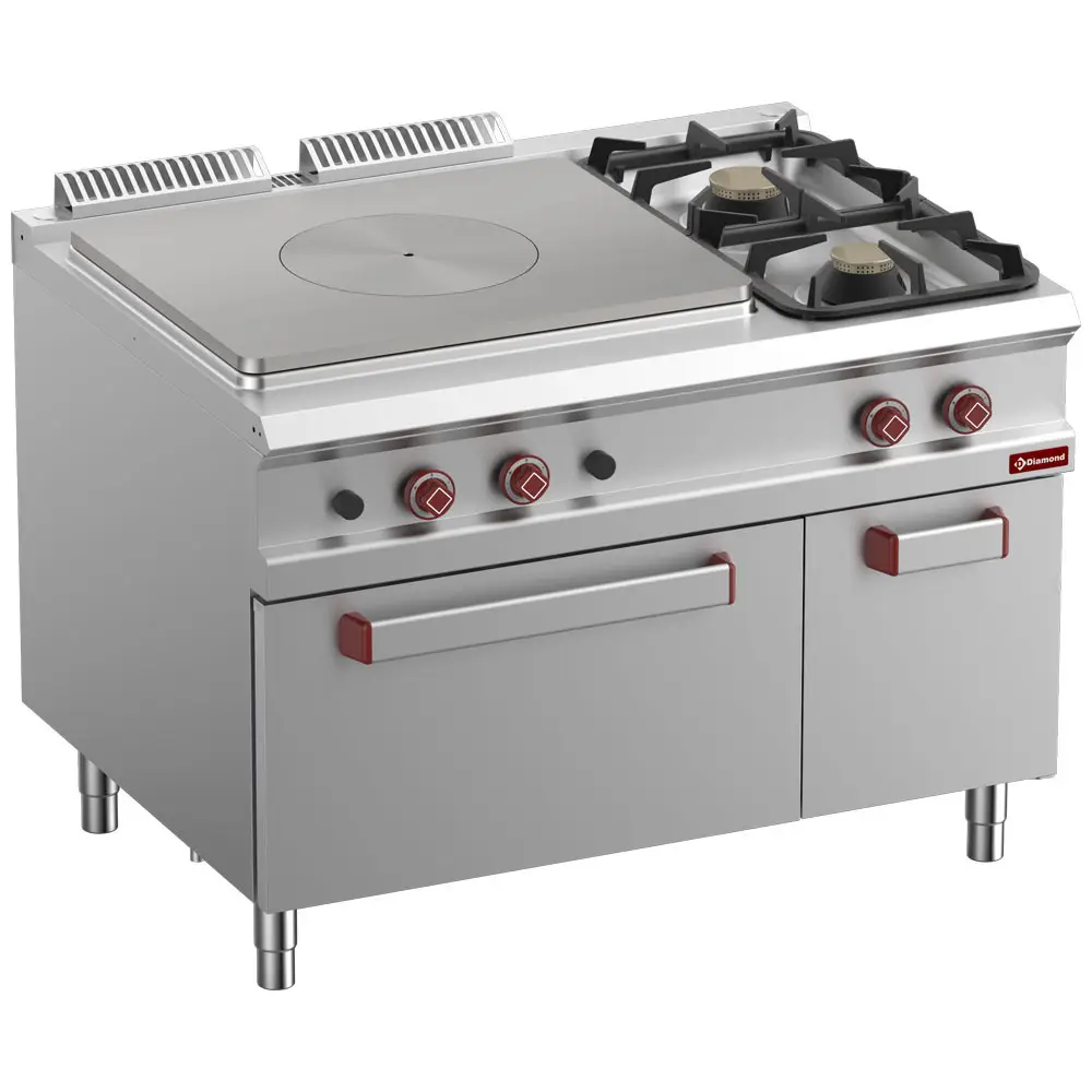 Diamond G9/T2BFA12-N 2 Stove & 1 Whole Plate Freestanding Gas Range Cooker on Neutral Closed Cupboard