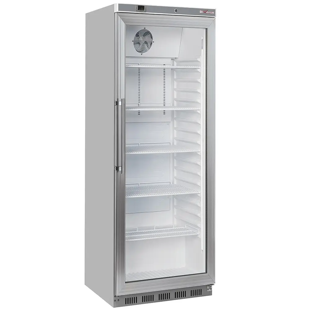 Diverso WR-PG41-XG Ventilated refrigerator, glass door, 400 liters. stainless steel