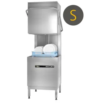 Hobart Ecomax Plus H615SW-10C 500mm Basket Hood / Passthrough Dishwasher with Integral Water Softener & Drain Pump, 18 Plates