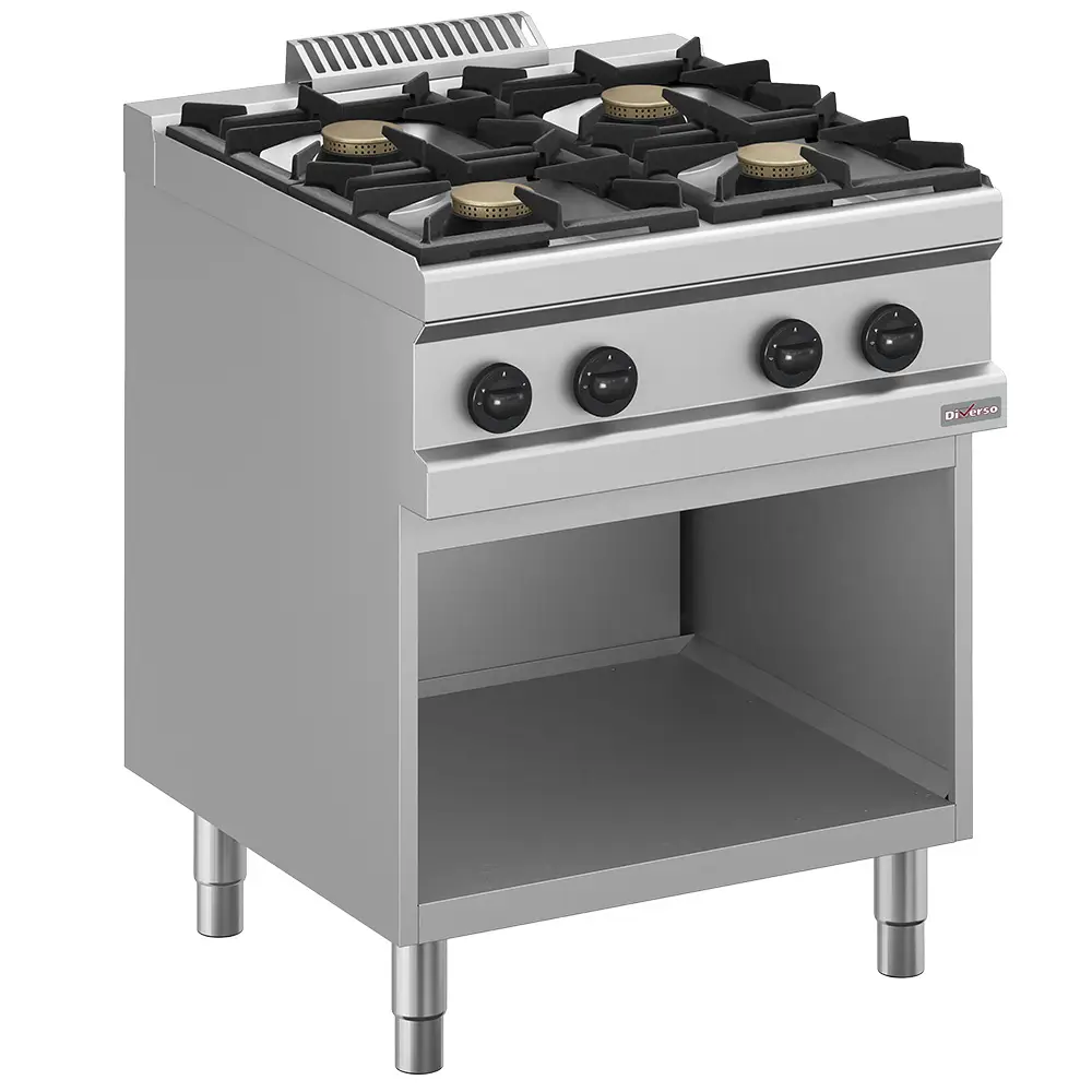 Diverso WR-G4BA-A1 Gas range 4 burners, on open cupboard