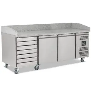 BLIZZARD Double Hinged Door Pizza Prep Counter With Neutral Drawers