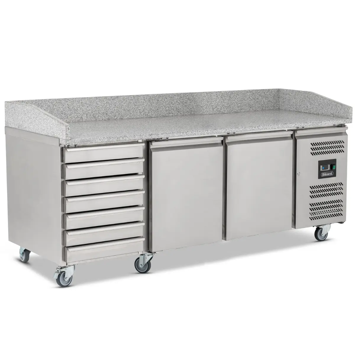 BLIZZARD Double Hinged Door Pizza Prep Counter With Neutral Drawers