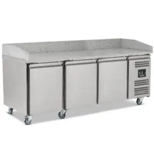 BLIZZARD Triple Hinged Door Pizza Prep Counter with Granite Worktop