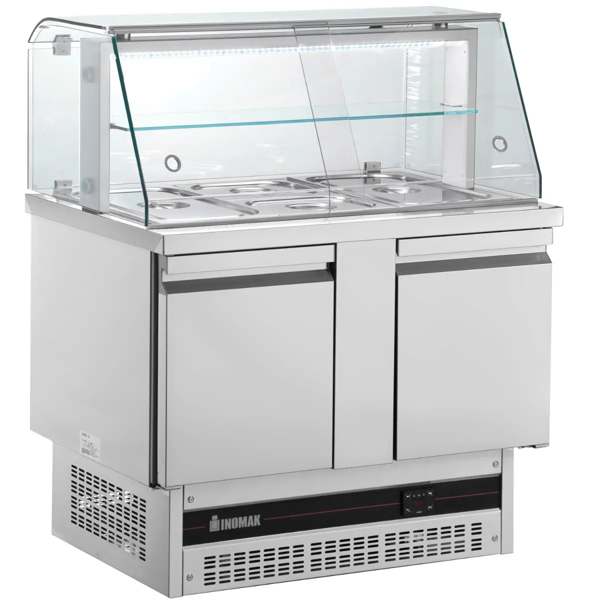 INOMAK Compact Double Hinged Door Gastronorm Saladette With Display Case
