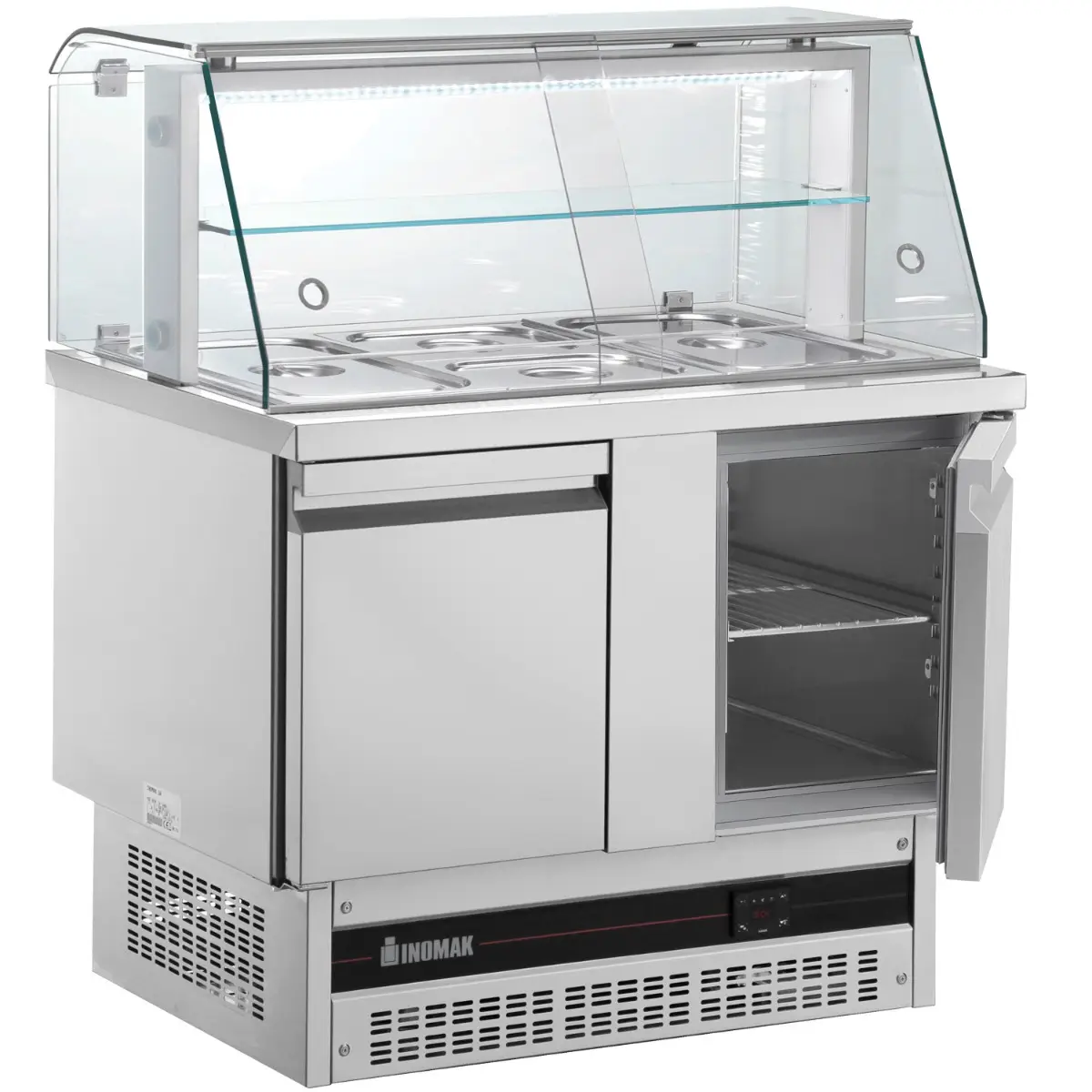 INOMAK Compact Double Hinged Door Gastronorm Saladette With Display Case - Image 2