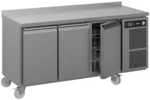 Hoshizaki Premier K 3 A5 DL DL DR C U 3 Door Stainless Steel Refrigerated Counter with Splashback, 463 Litres