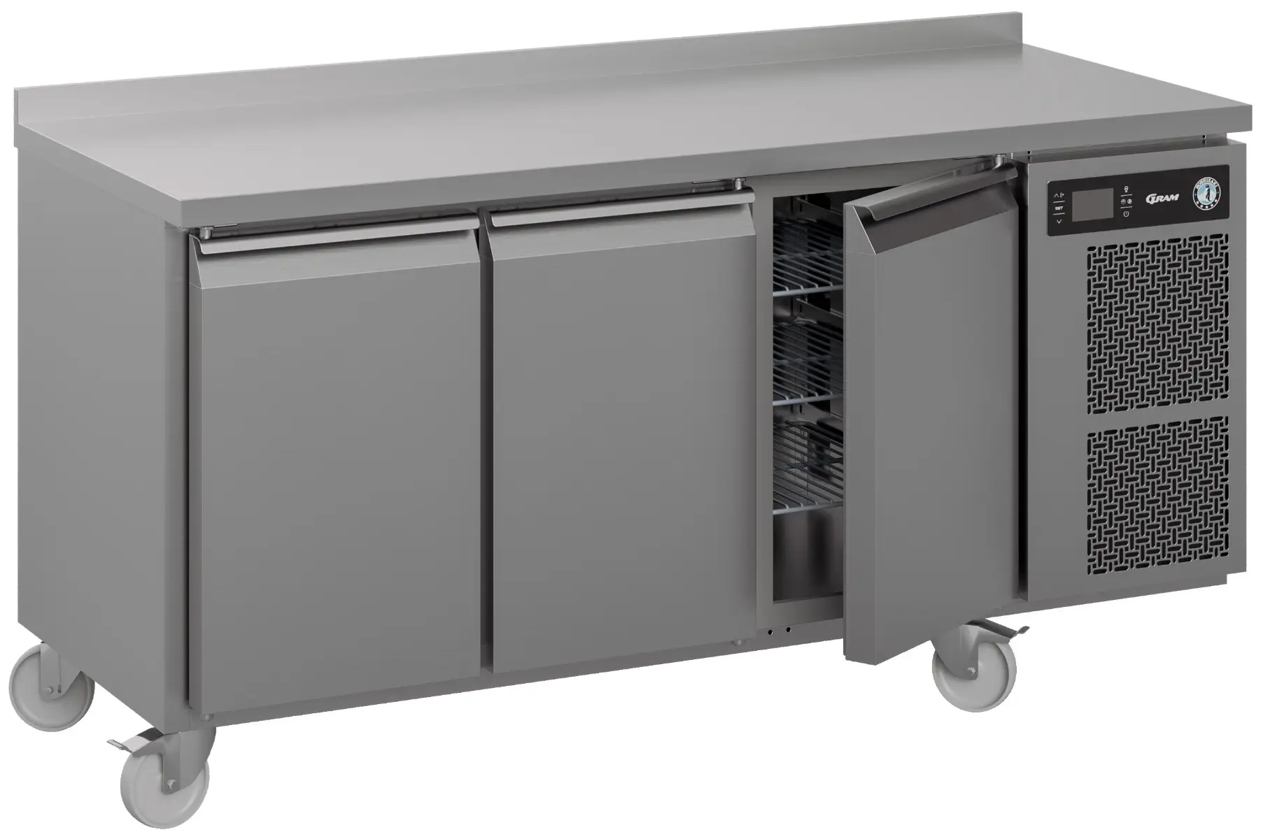 Hoshizaki Premier K 3 A5 DL DL DR C U 3 Door Stainless Steel Refrigerated Counter with Splashback, 463 Litres