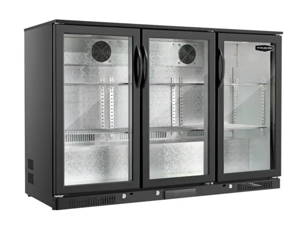 Sterling Pro Green SP3HC-LOW-BH Hinged Triple Door Low Height Bottle Cooler, 274 x 330ml Bottles