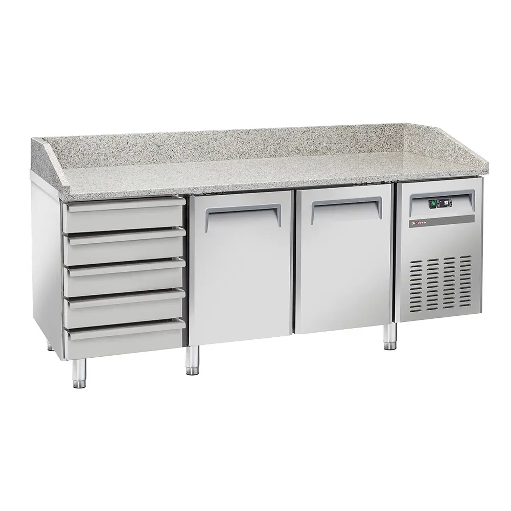 Diverso WR-PZ20-52 Refrigerated pizza table 2 doors EN 600x400, 5 neutral drawers EN 600x400