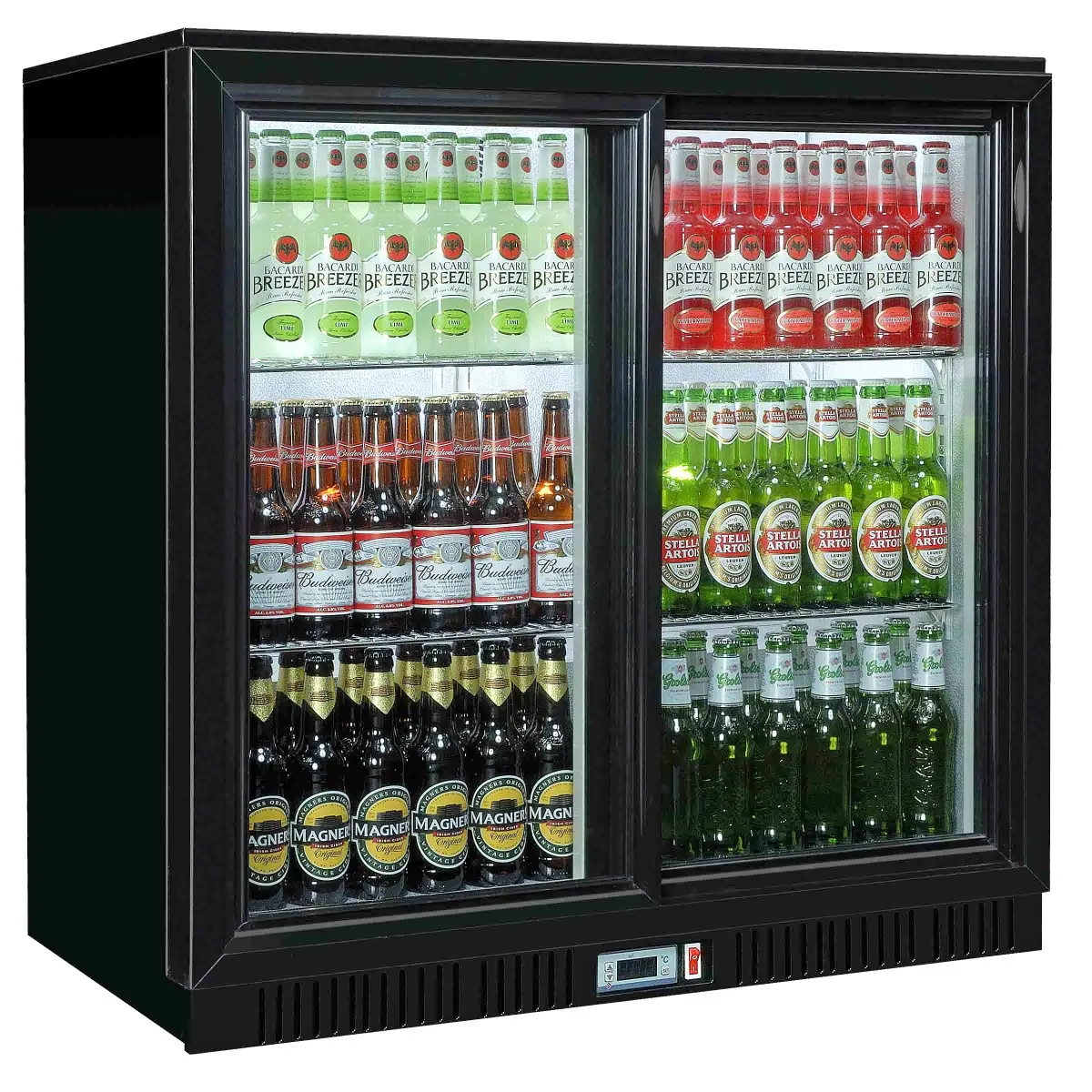Coolpoint HX251 Sliding Glass Double Door Black Bottle Cooler, 174 x 275ml Bottles