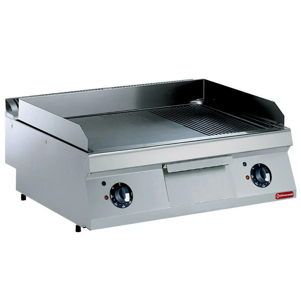Diamond E17/PMCD8T-N 2/3 Smooth 1/3 Grooved Electric Griddle Cooking Plate, 9kW