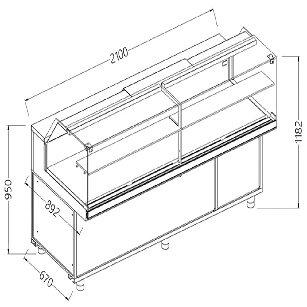 Diamond CB21X/R Hot & Dry Patisserie Display Counter with Understorage, 2100mm