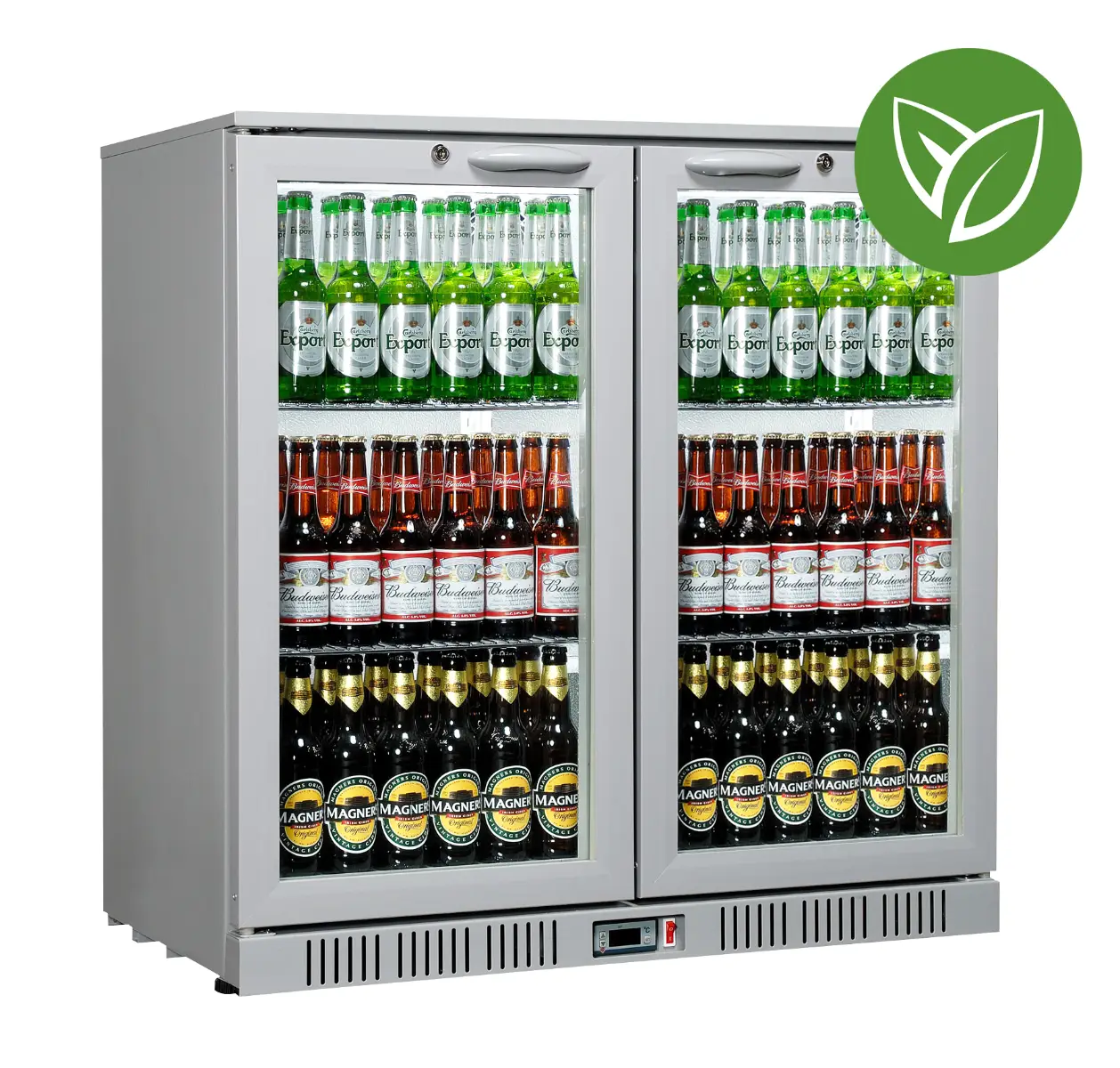 Sterling Pro Green SP2HC-GH Hinged Double Door Grey Bottle Cooler, 192 Litres / 180 Bottles x 330ml Bottles