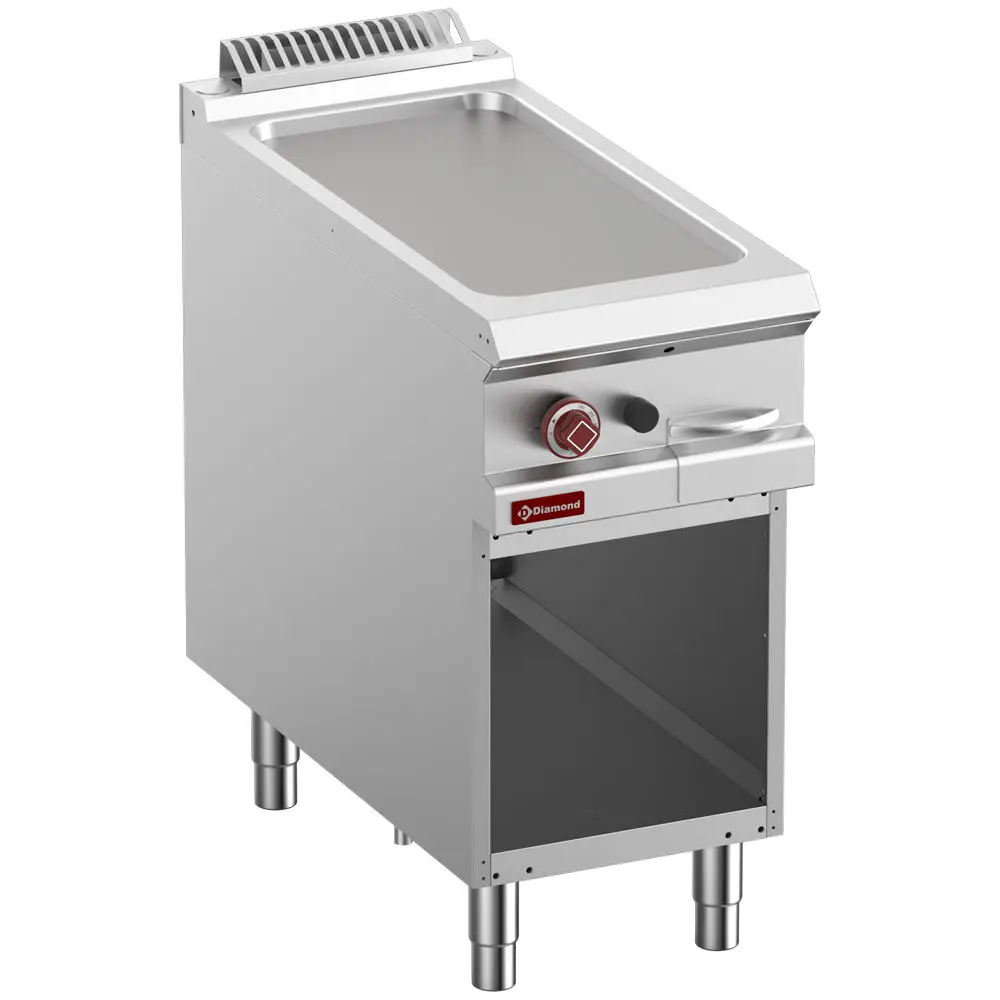 Diamond G9/PLA4-N Freestanding Smooth Fry Top Gas Griddle on Netrual Open cupboard