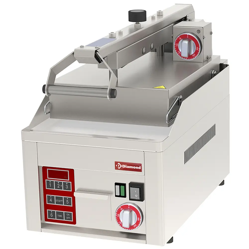 Diamond PLC31/A6 Smooth, chrome Clam Grill, 2x 230/1V