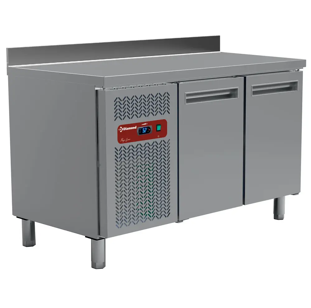 Diamond MR2/R2-BA 2 Door Stainless Steel Refrigerated Counter with Splashback, 260 Litres