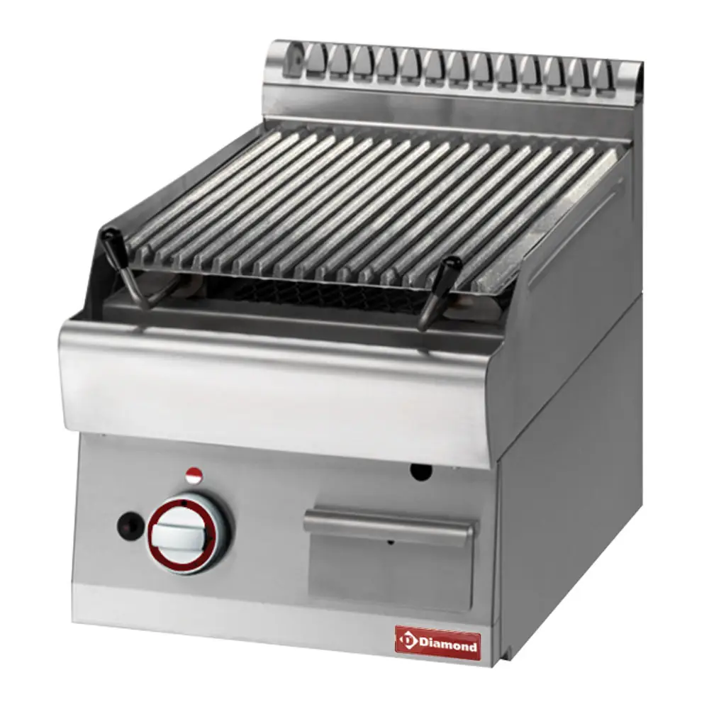 Diamond PLX47-PB Stainless Steel 1/1 Module Ribbed Lavastone Grill