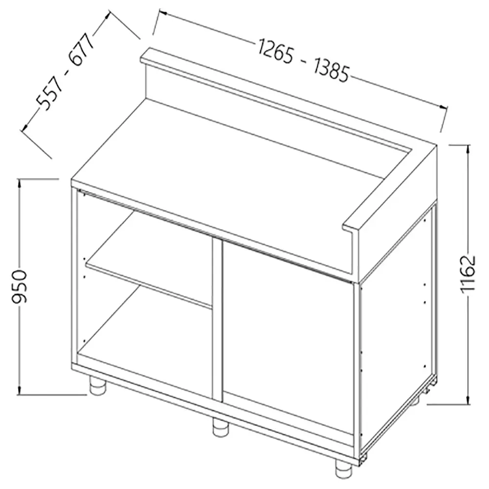 Diamond LB90DX/5 Neutral Bar Counter Units With Fitting For Service Top (Right)