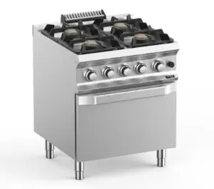 Hobart Ecomax HEFB77FGXL 4 Burner Gas Hob (4 x 7kW) with Gas Oven (6kW), 34kW