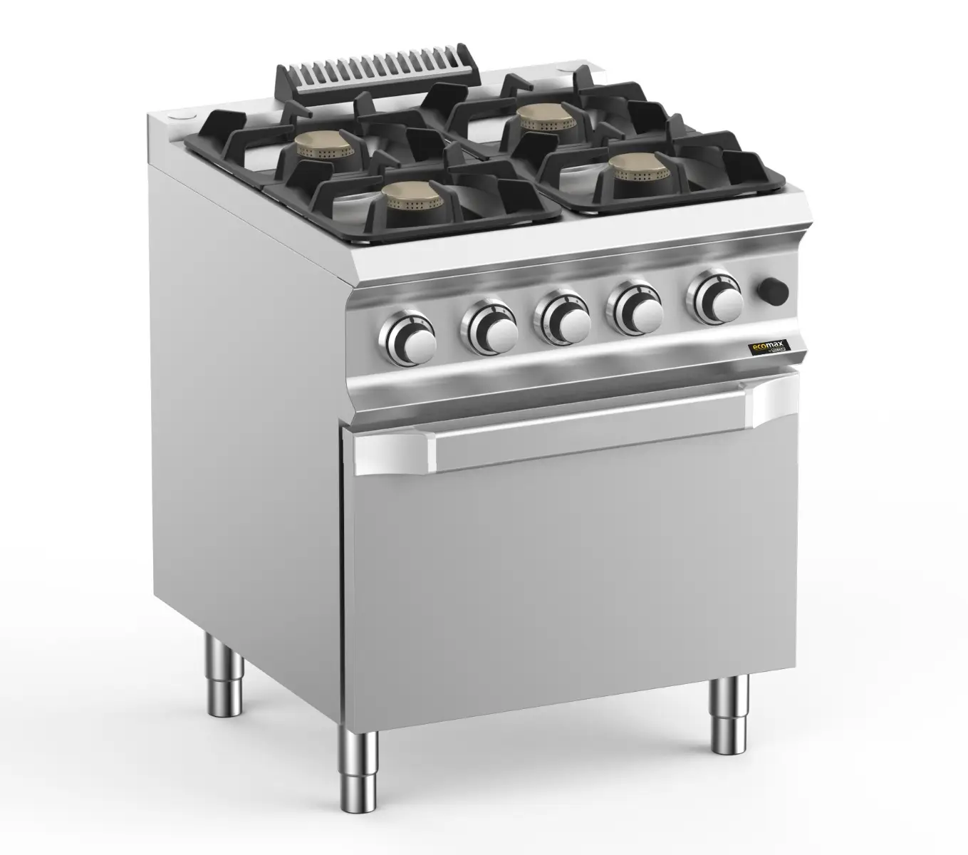 Hobart Ecomax HEFB77FGXL 4 Burner Gas Hob (4 x 7kW) with Gas Oven (6kW), 34kW