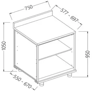 Diamond NL07X/5 Neutral Rear Cabinet, With Backsplash