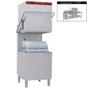 Diamond DCR37/6-AC/C-S Passthrough Hood Dishwasher with 1 Entry/Exit Table, Left Side Pre-wash Table & Dustbin