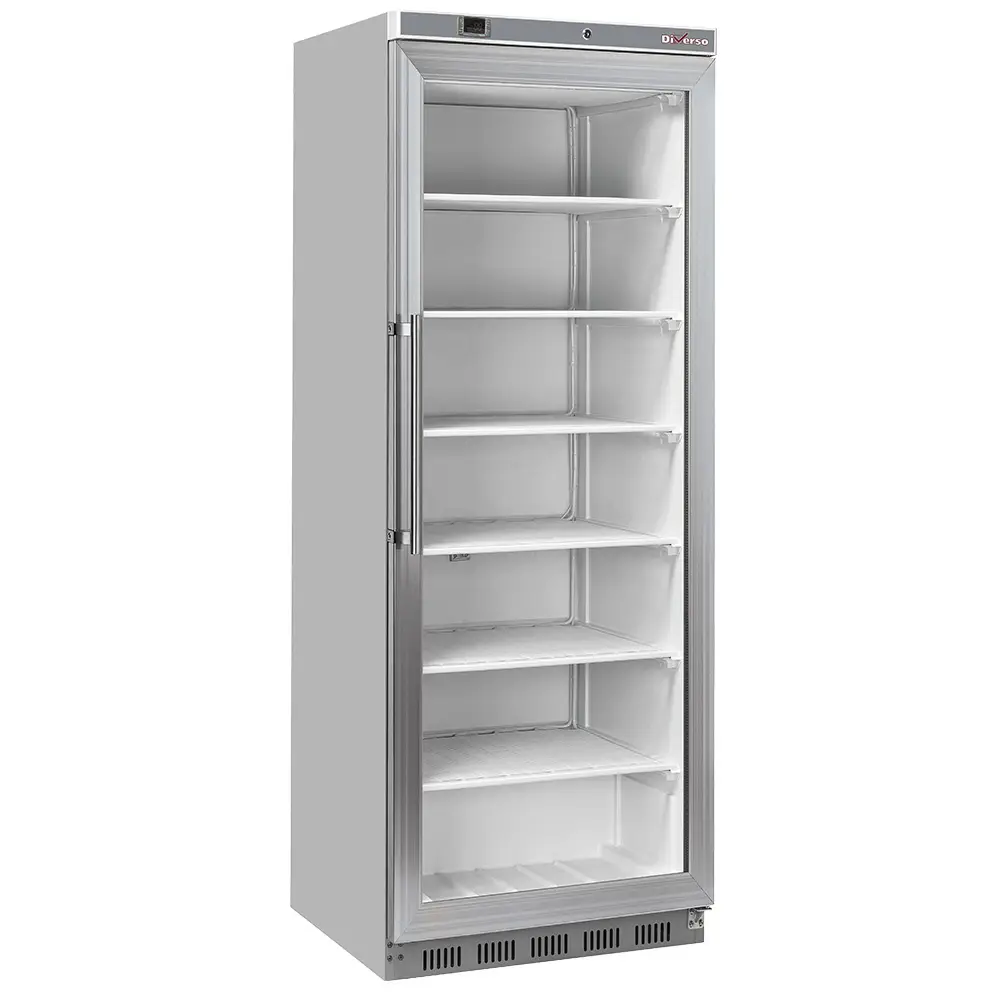 Diverso WR-NG41-XV Freezer cabinet, glass door, static, 400 liters - Stainless steel