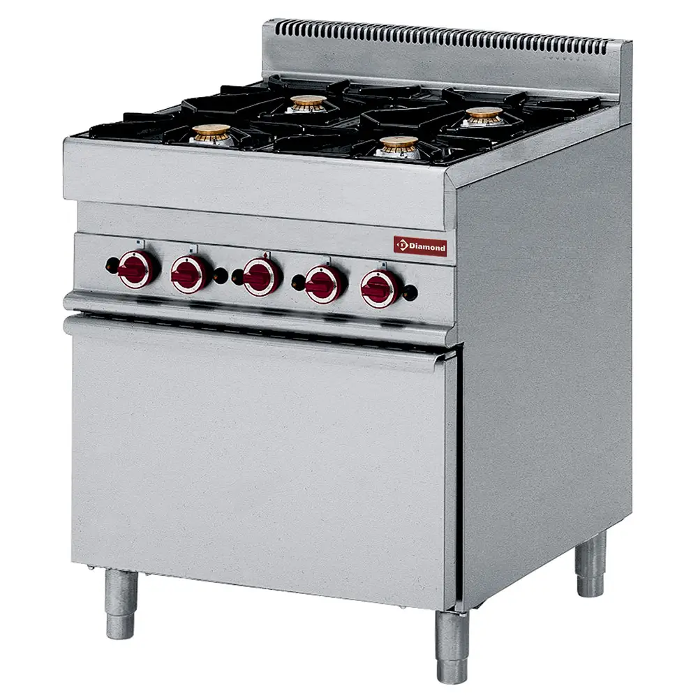 Diamond G65/4BFEV7 Floor Standing 4 Burner Gas Range with GN 1/1 Electric Oven, 3.96kW