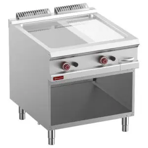 Diamond G9/PMCA8-N Freestanding 2/3 Smooth 1/3 Grooved Gas Griddle on Netrual Open cupboard