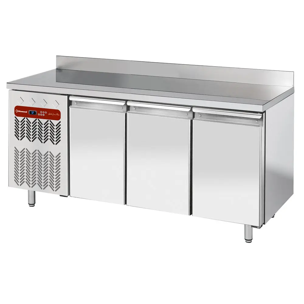 Diamond TG3N/HAGX-R2 3 Door Stainless Steel Refrigerated Counter with Splashback, 405 Litres