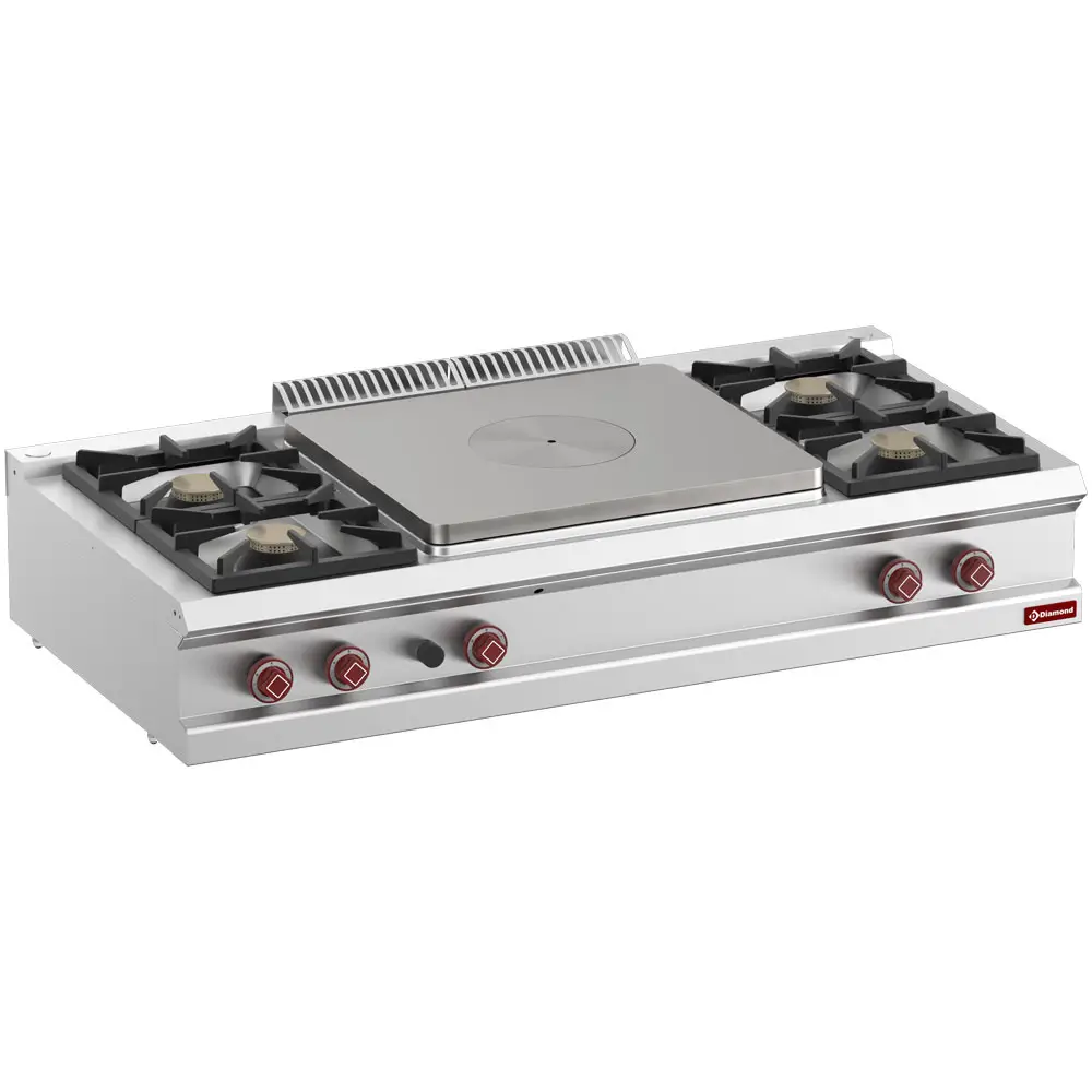 Diamond G7/T4B15T-N 4 Stove & 1 Whole Hob Countertop Gas Range Cooker