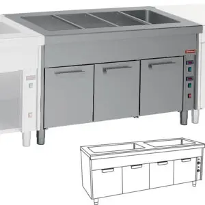 Diamond S80/BC23/2 Electric Bain Marie on Hot Open Cupboard, 2 x 1/1 GN