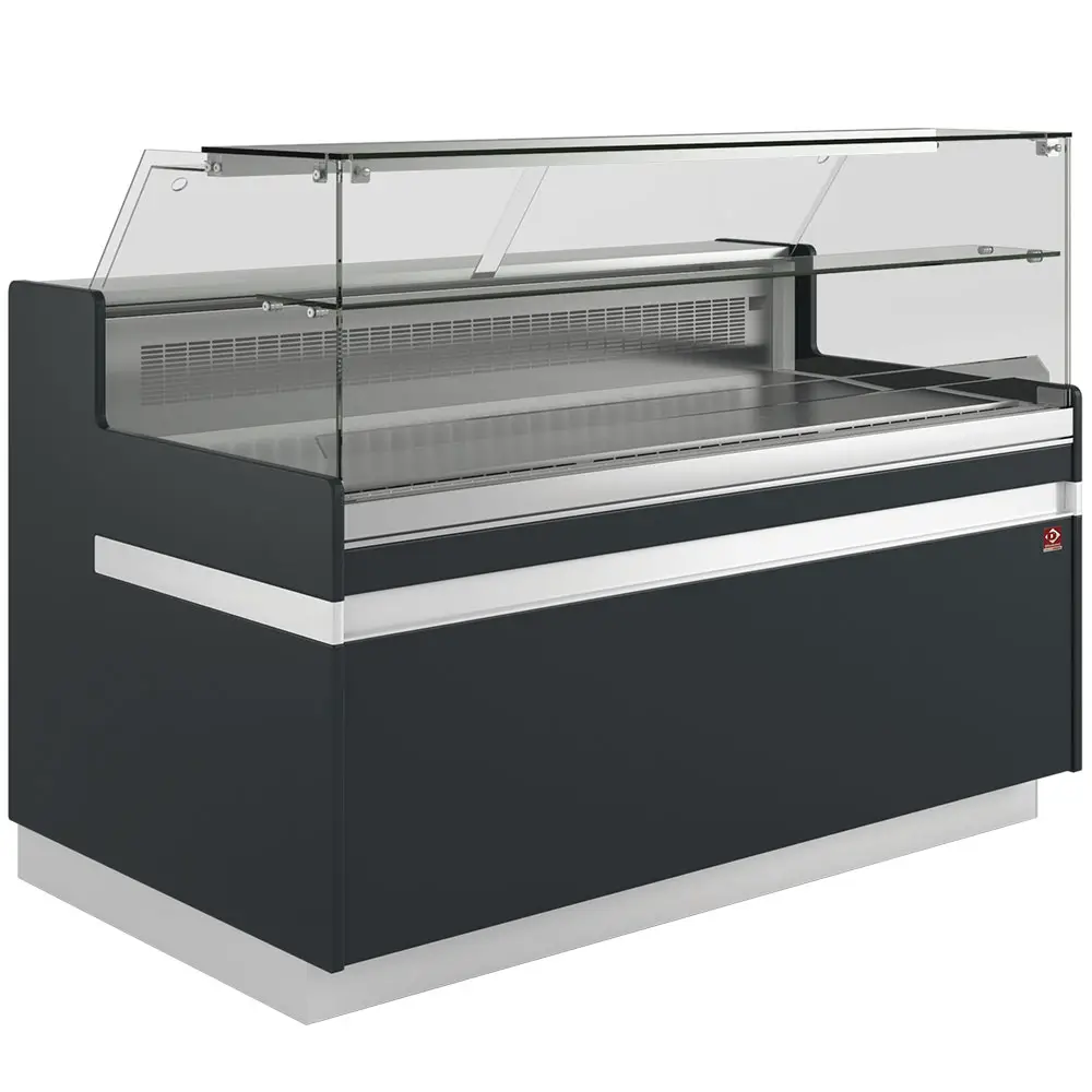 Diamond VB13XA1/R2 Flat Glass Black Refrigerated Serveover Counter, 2138mm