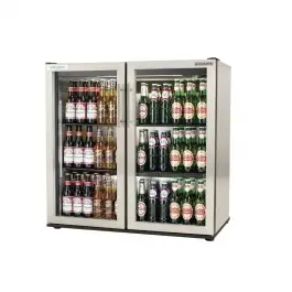 Autonumis RVC00009 EcoChill Stainless Steel Hinged Glass Double Door Bottle Cooler, 156 x 330ml Bottles