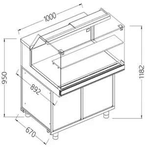 Diamond CB10X Refrigerated Patisserie Display Counter, 1000mm