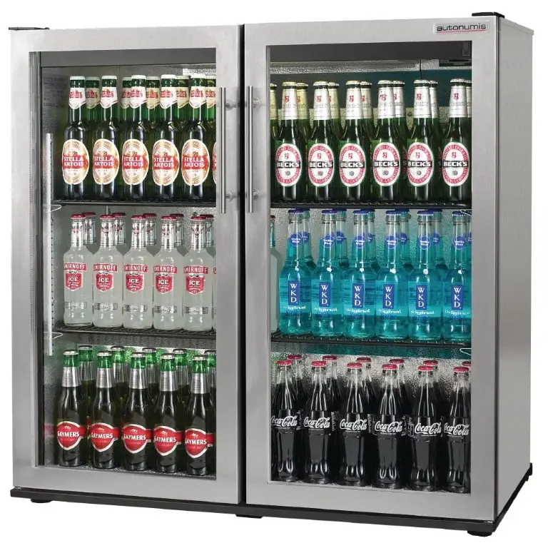 Autonumis RPC00010 Popular A215182 Double Door Stainless Steel Bottle Cooler, 174 x 330ml Bottles / 288 x 330ml Cans