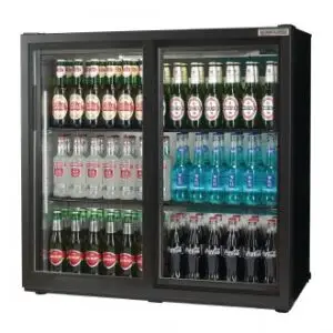 Autonumis RQC10001 Maxi Black Sliding Double Door Bottle Cooler, 240 x 330ml Bottles / 320 x 330ml Cans