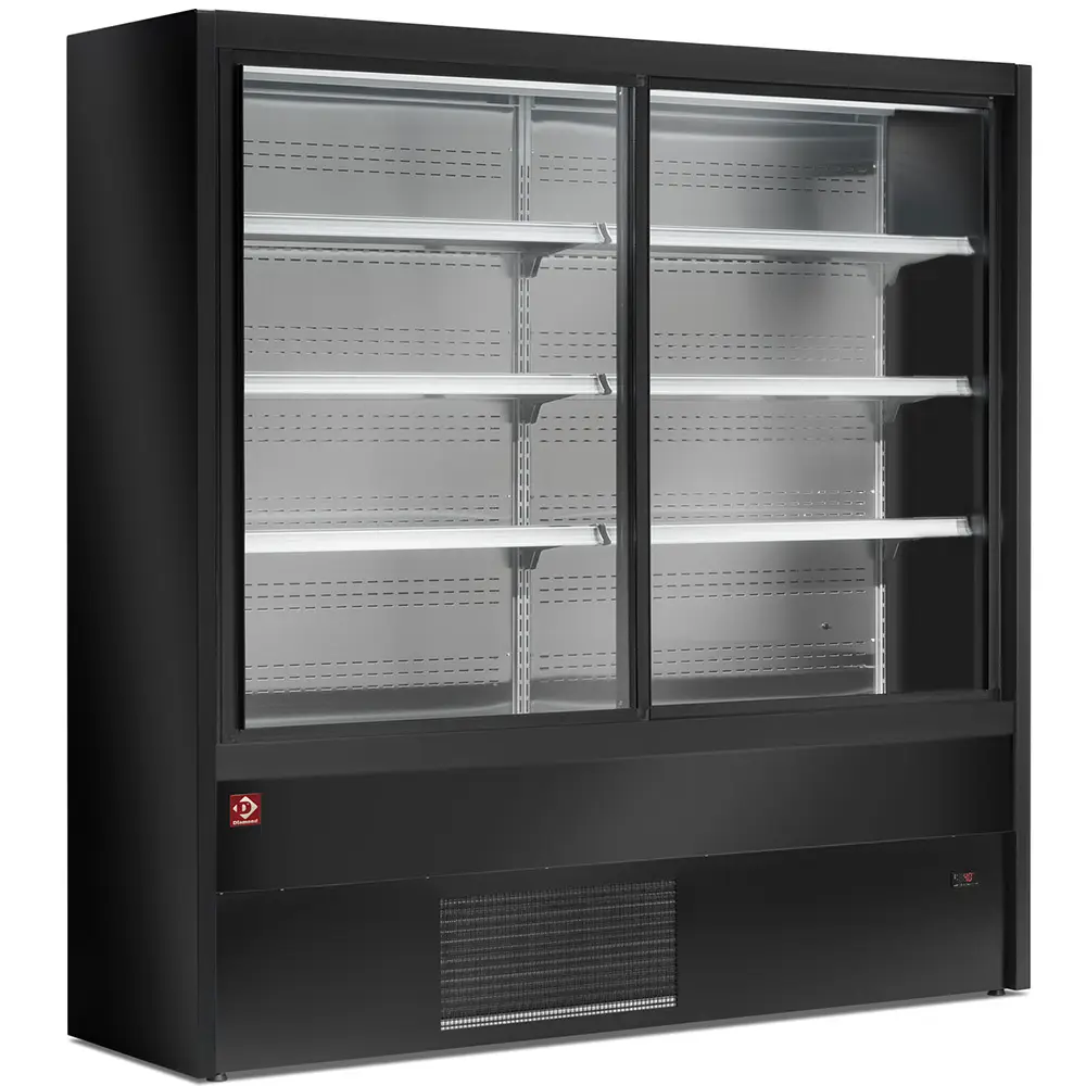 Diamond PD20/B5-R2C Ventilated refrigerated wall unit with glass sliding doors - BLACK