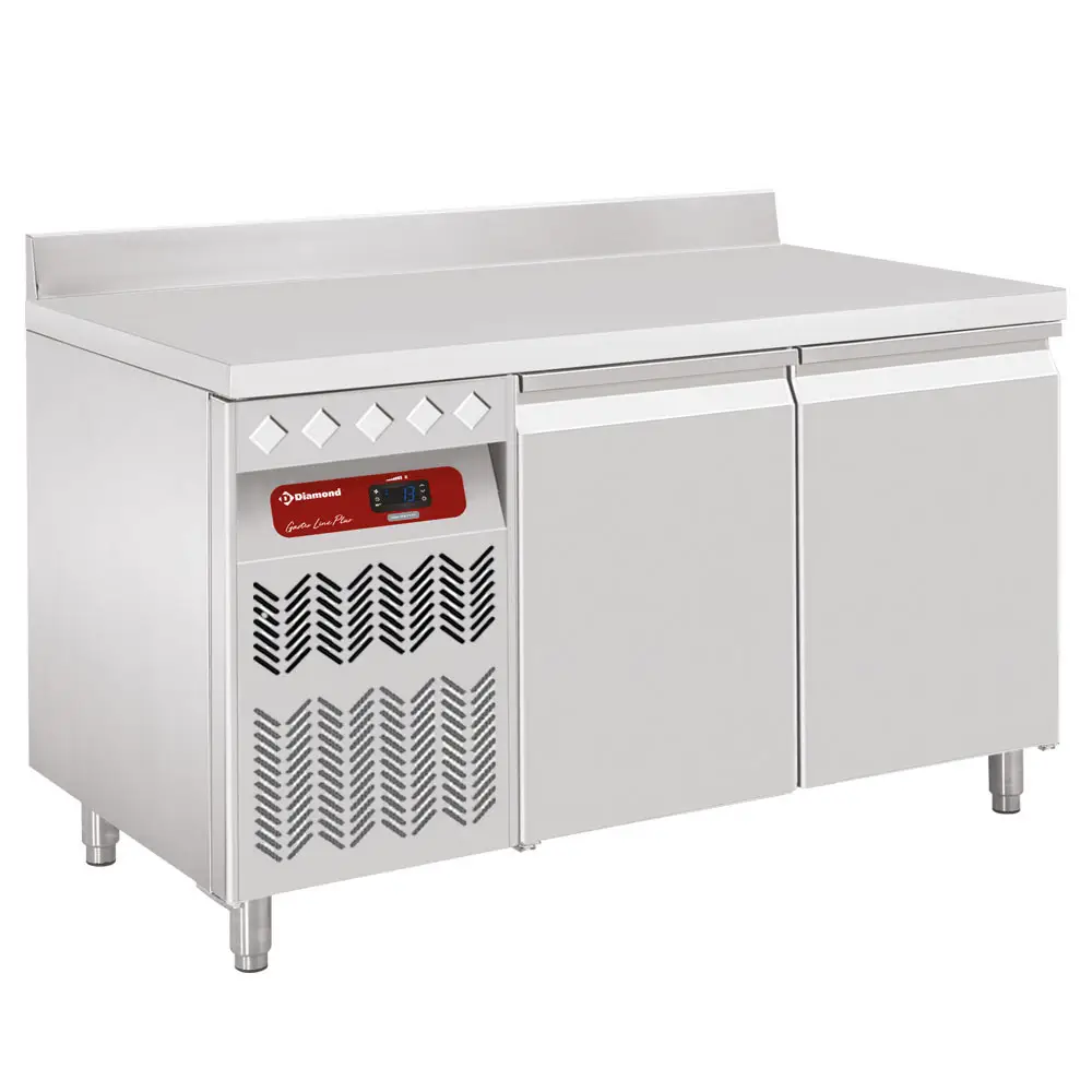 Diamond TG2N/HAGX-R2 2 Door Stainless Steel Freezer Counter with Splashback, 260 Litres
