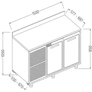 Diamond NLS15X Neutral Rear Cabinet, With Backsplash