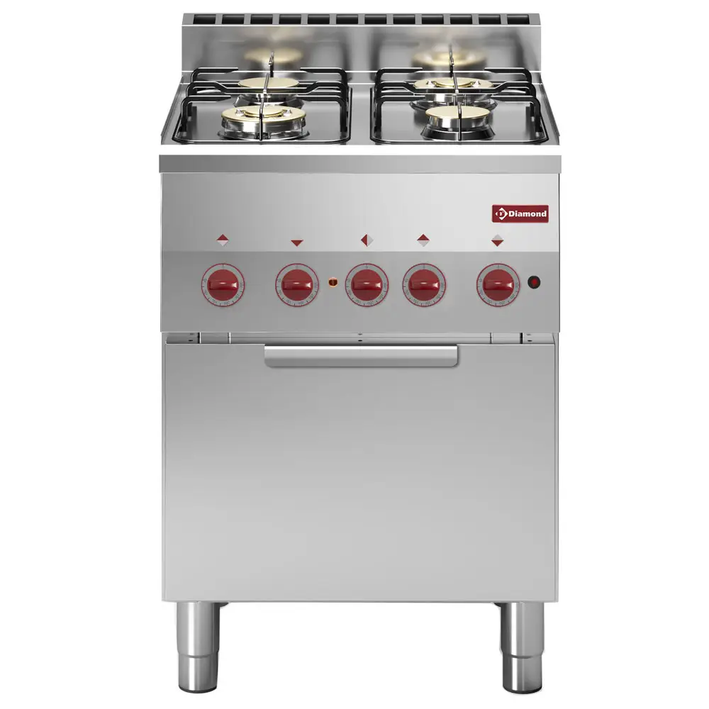 Diamond G60/4BFEV6-N 4 Stove Freestanding Gas Range Cooker on Electric Convection Oven, 3kW