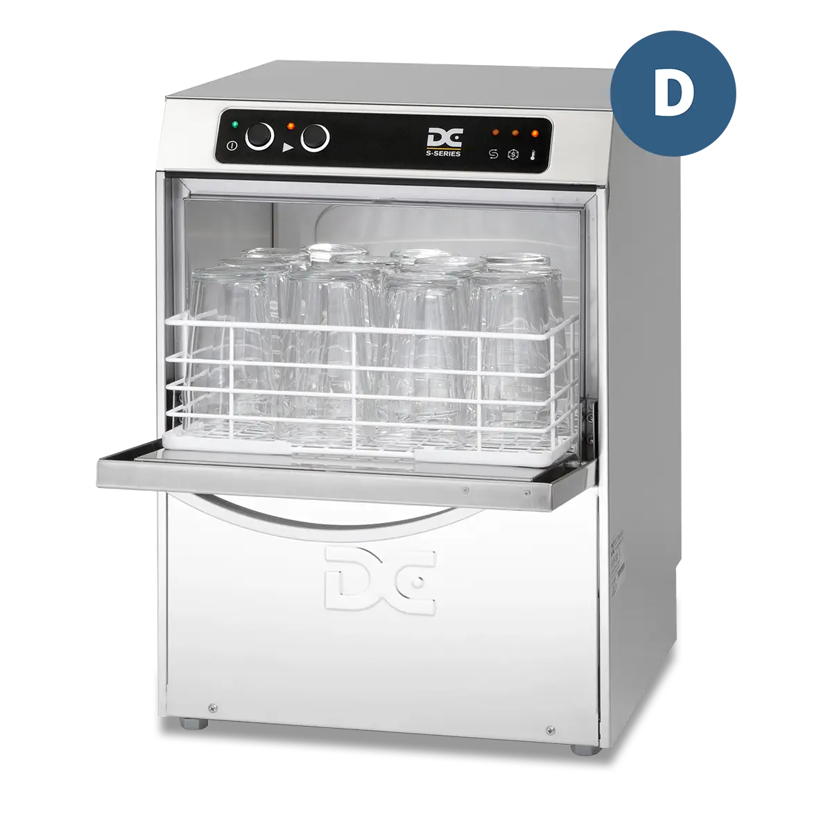 DC SG35D Standard Range 350mm Basket Frontloading Commercial Glasswasher with Drain Pump, 14 Pint Capacity