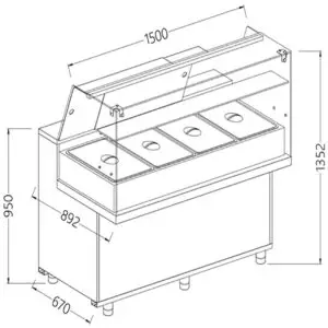 Diamond MA15X Heated Display Counter without Understorage, 0.55kW