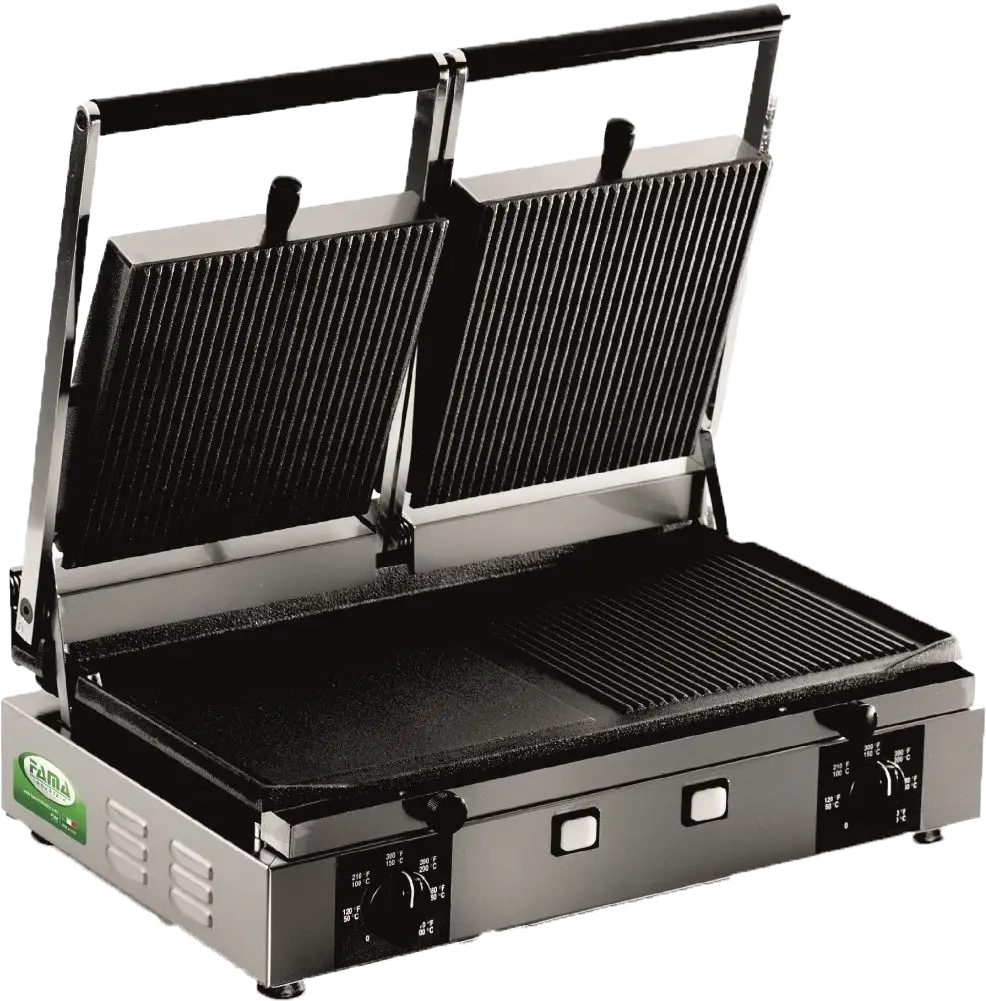 Fama PDR3000S Half Ribbed Half Smooth Contact Panini Grill, 3kW
